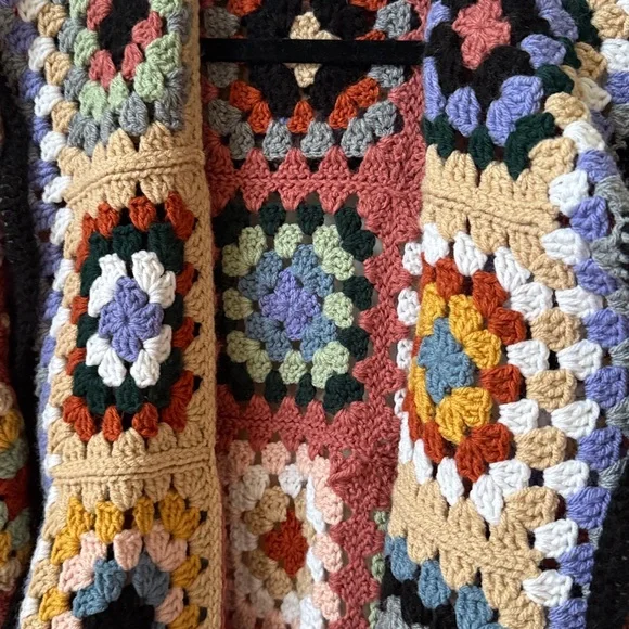 Granny Square Handmade Crochet maxi cardigan coat - Picture 2 of 8